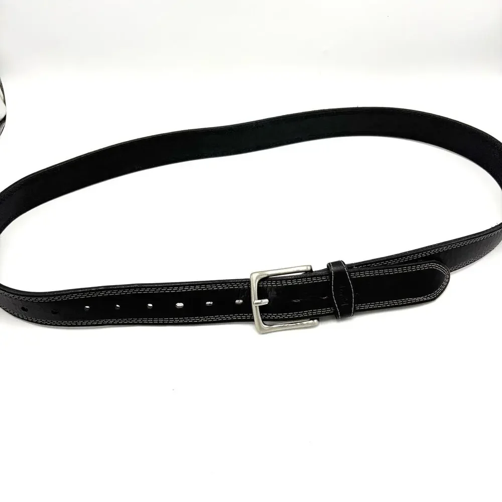 Duluth Trading Co Black Leather Work Belt 48 Gets Better With Age Heavy Duty USA